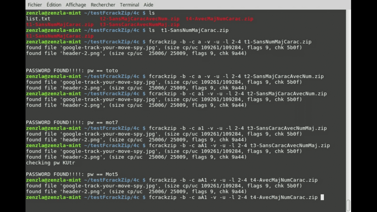 password zip cracker fcrackzip