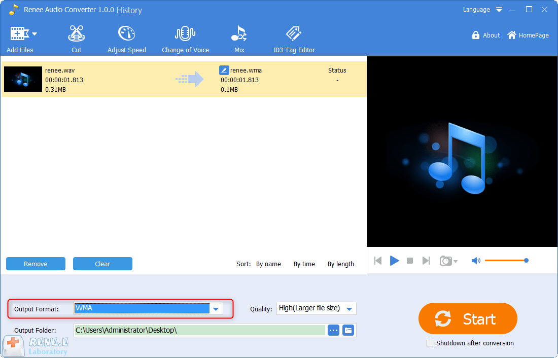 convertire i file wav in wma
