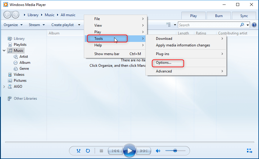 lettore multimediale di Windows