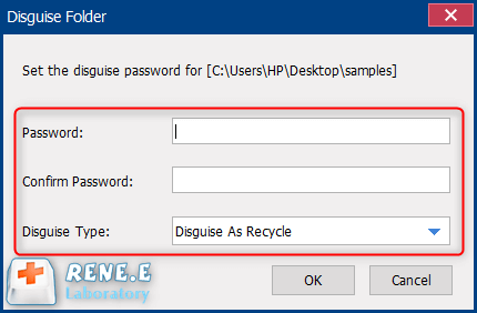 impostare la password per la cartella mascherata