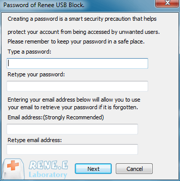 impostare la password master del blocco USB Renee