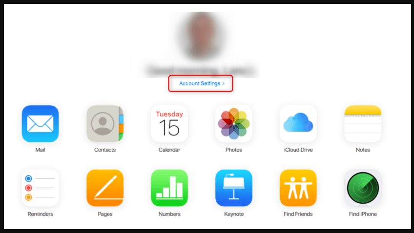 accedere alle impostazioni dell'account icloud