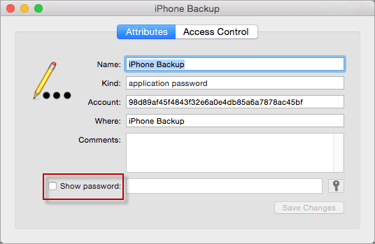 mostrare la password di backup di iTunes quando viene dimenticata