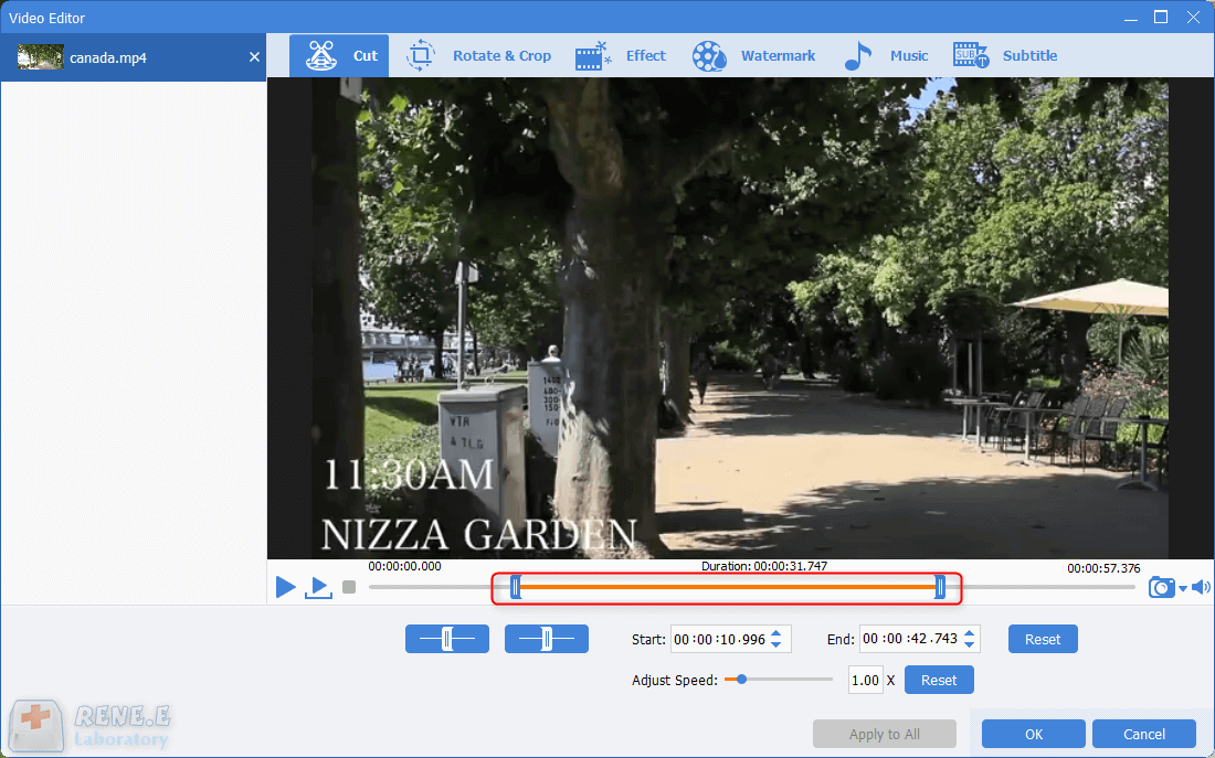 tagliare video con renee video editor pro