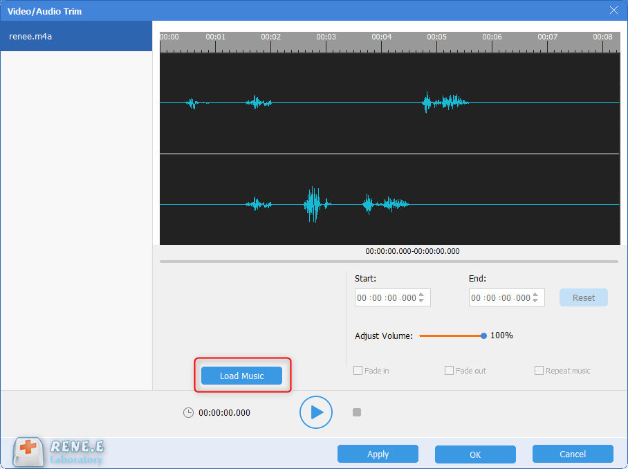 caricare musica da mixare con file m4a