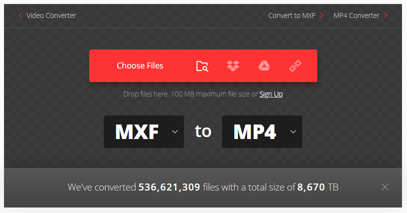 Convertire mxf in mp4 con convertio