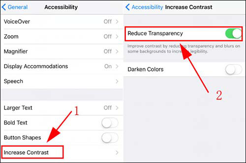 Disattivare la trasparenza dell'iPhone