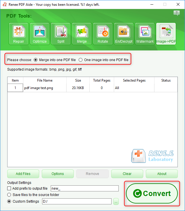 Convertire pdf in immagini con renee pdf aide