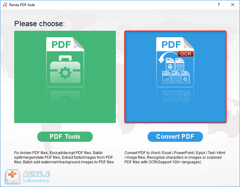 selezionare per convertire i pdf con renee pdf converter
