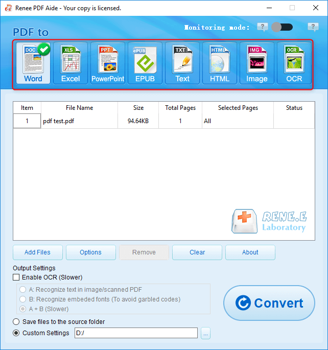 convertite i pdf in altri con renee pdf aide