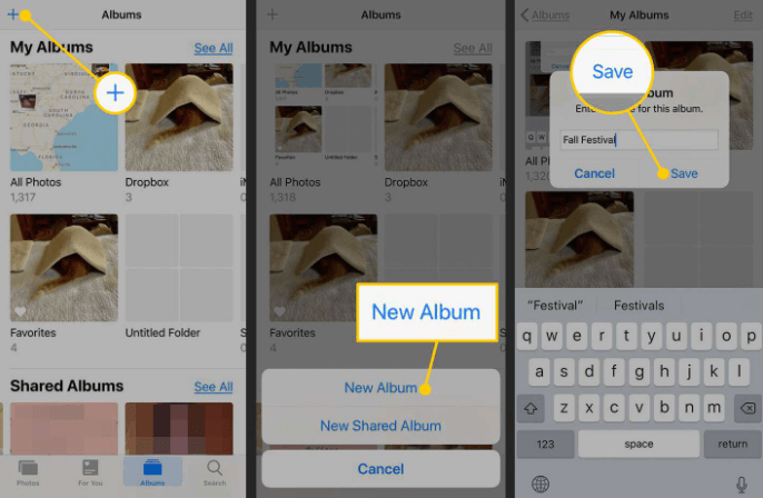 creare un nuovo album in iphone