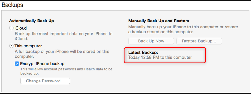 crittografia per il backup dei dati di iphone in itunes