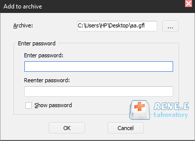 impostare la password per il file glf con renee file protector