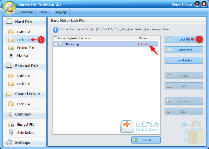 utilizzare renee file protector per bloccare i file zip