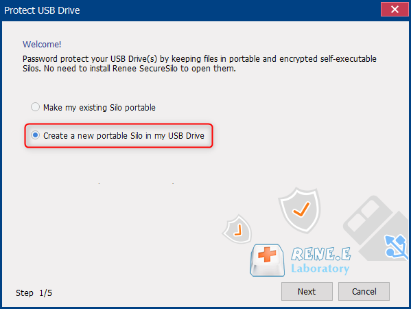 creare un nuovo silo portatile in usb con renee securesilo