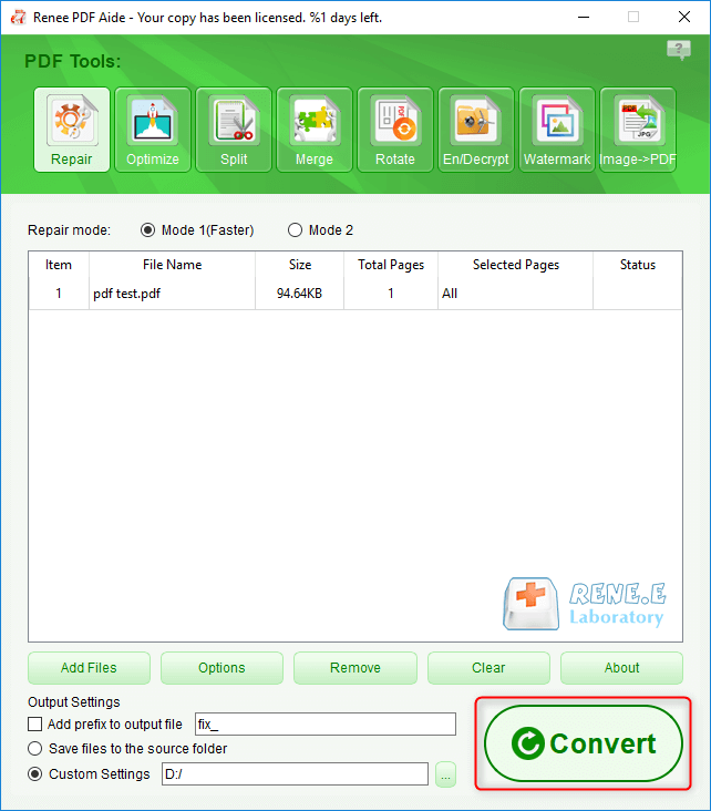 utilizzare renee pdf converter per riparare convertire pdf in libreoffice