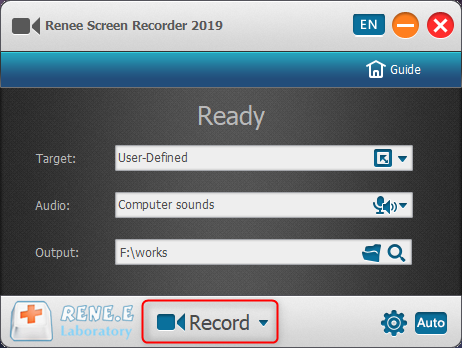 clicca per registrare un filmato con renee screen recorder