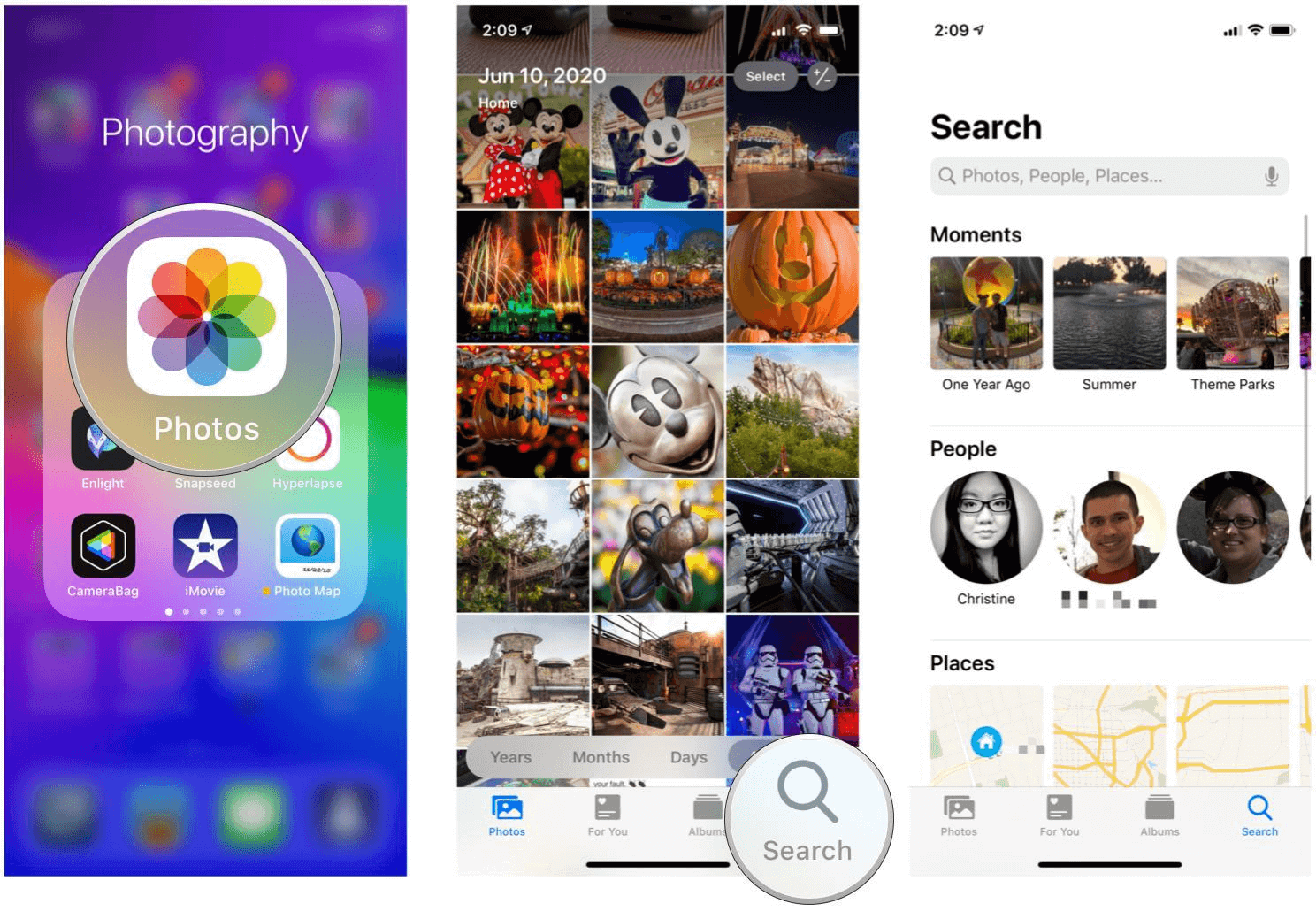 come cercare le foto nell'album di iphone