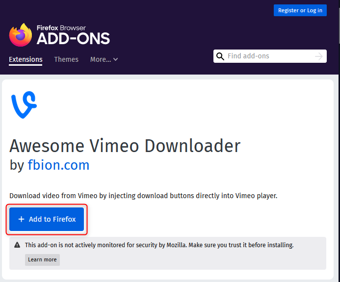 come aggiungere vimeo a firefox