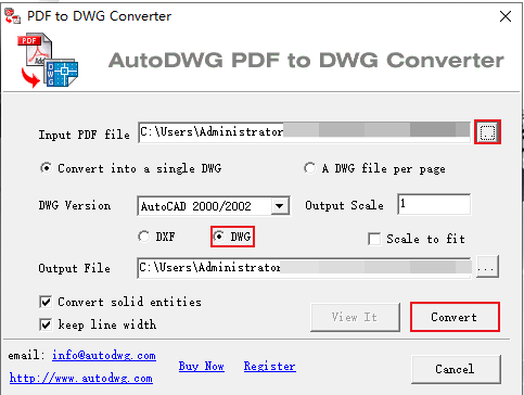come convertire PDF in dwg con autodwg