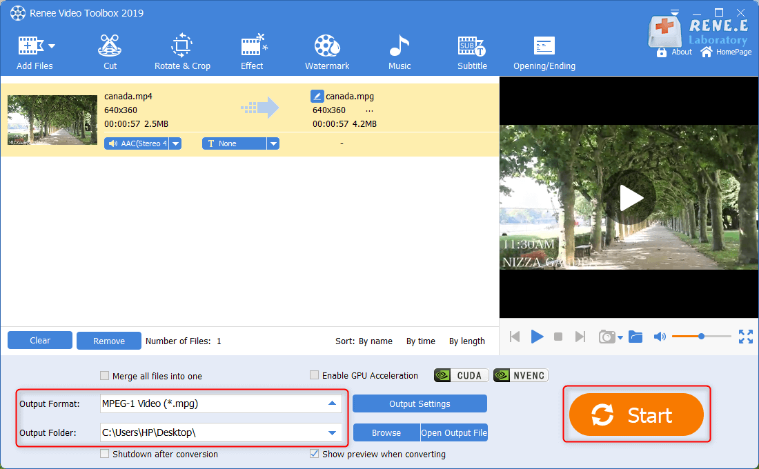 utilizzare renee video editor pro per convertire mp4 in mpg