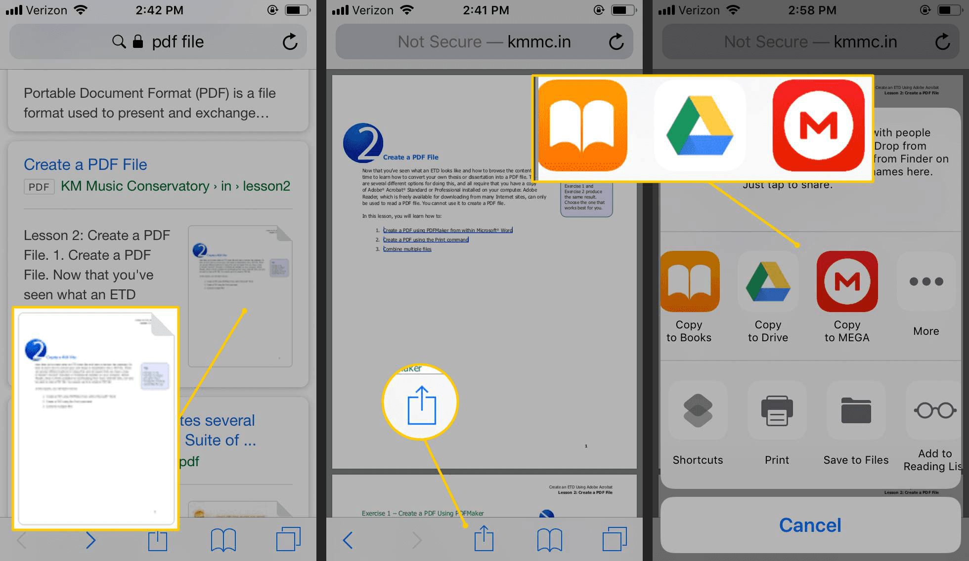 come salvare i file pdf nelle altre app su iPhone