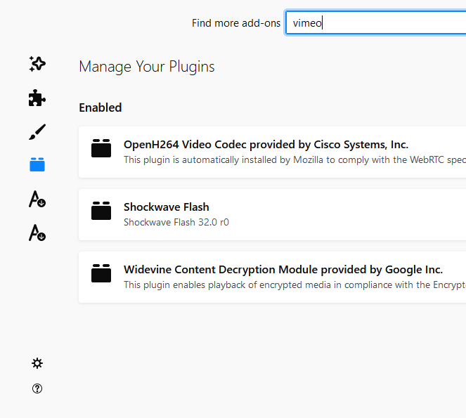 andare a cercare vimeo in firefox