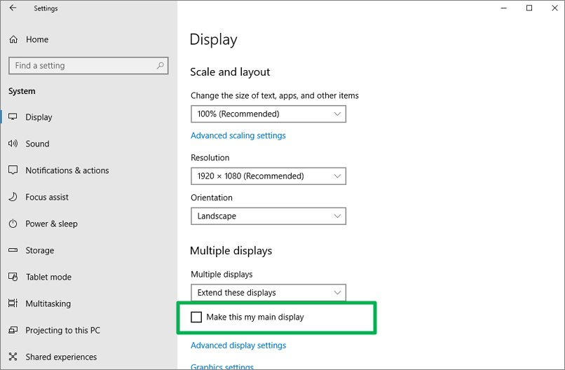 impostarne uno come visualizzazione principale tra due schermi