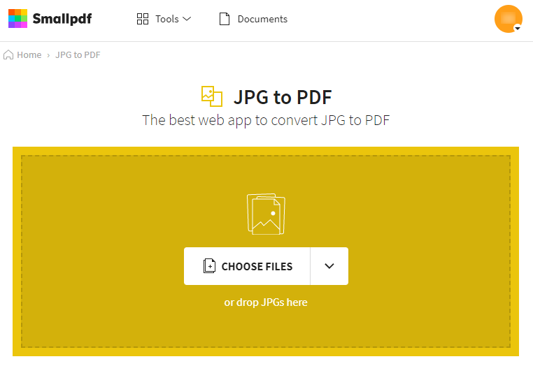 come convertire jpg in pdf online smallpdf