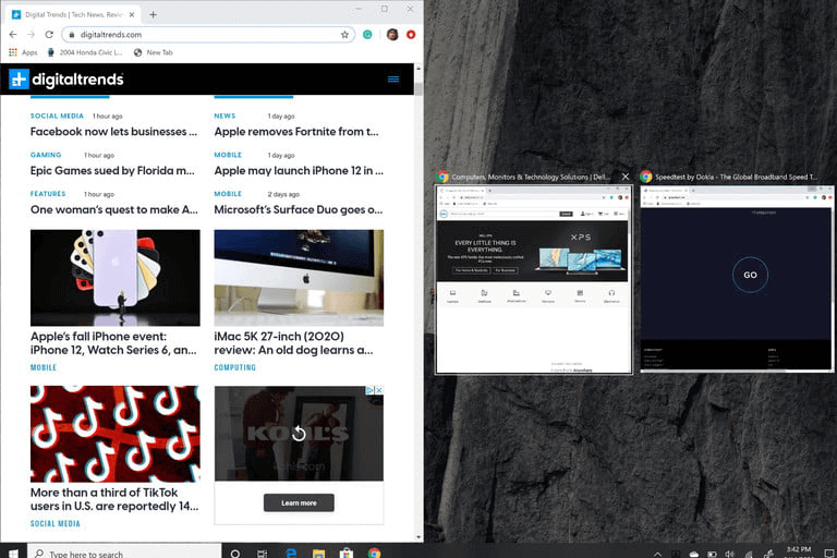 selezionare un'altra parte dello schermo da dimezzare