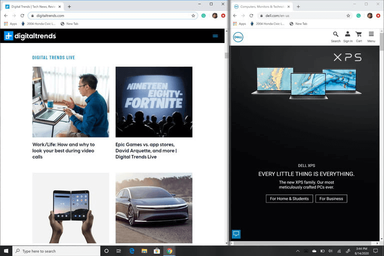 regolare la metà dello schermo su Windows