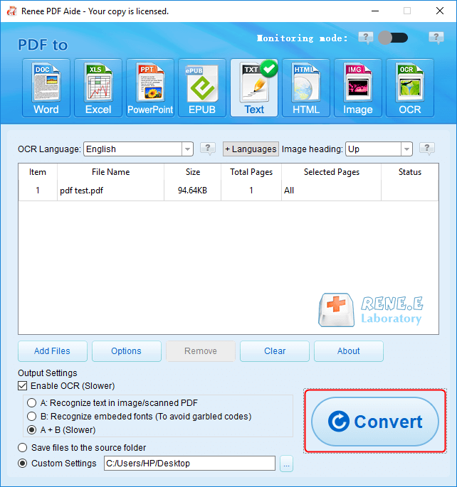 convertire e trasformare un pdf in testo modificabile con renee pdf aide ocr