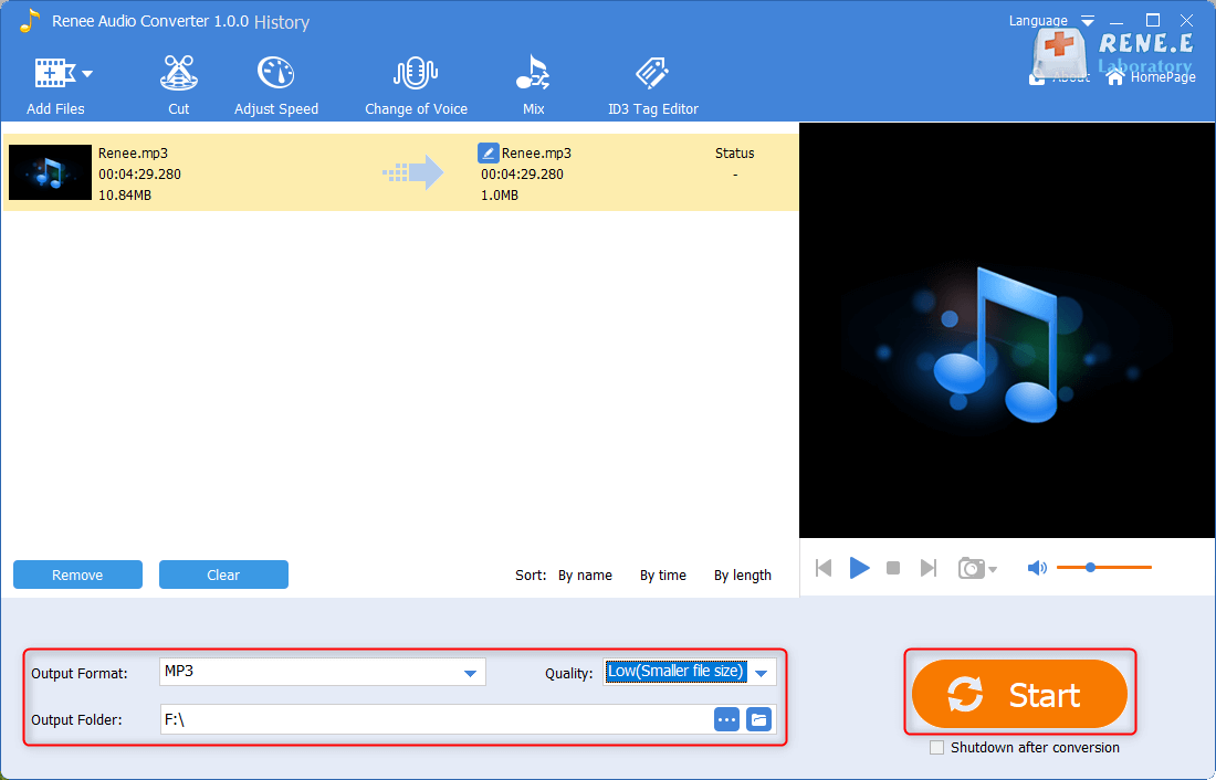 Comprimere i file audio con il convertitore audio renee