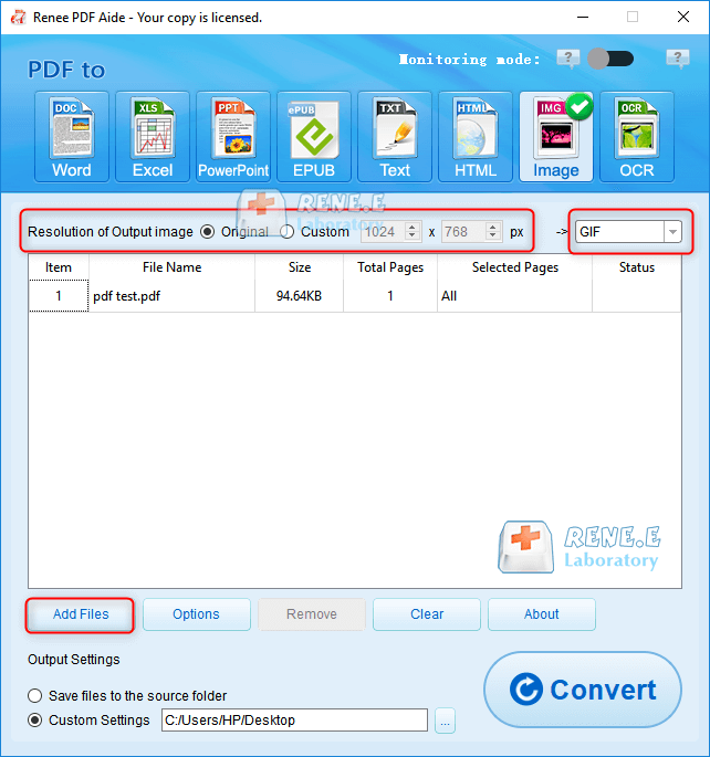 come convertire pdf in gif con renee pdf aide