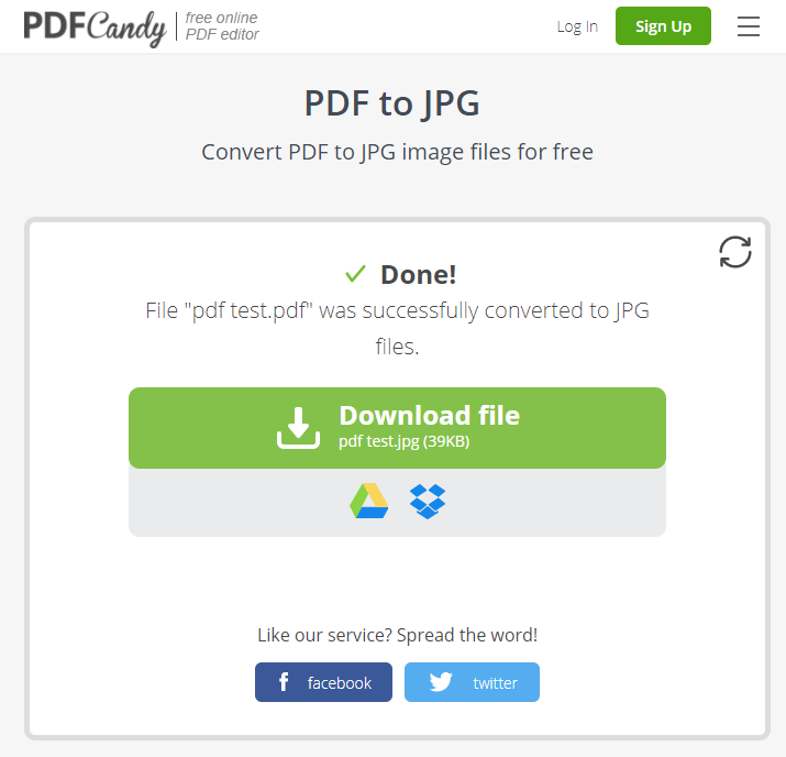 come convertire pdf in jpg su pdfcandy