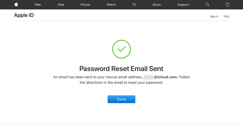 inviare un'e-mail per reimpostare la password dell'id apple