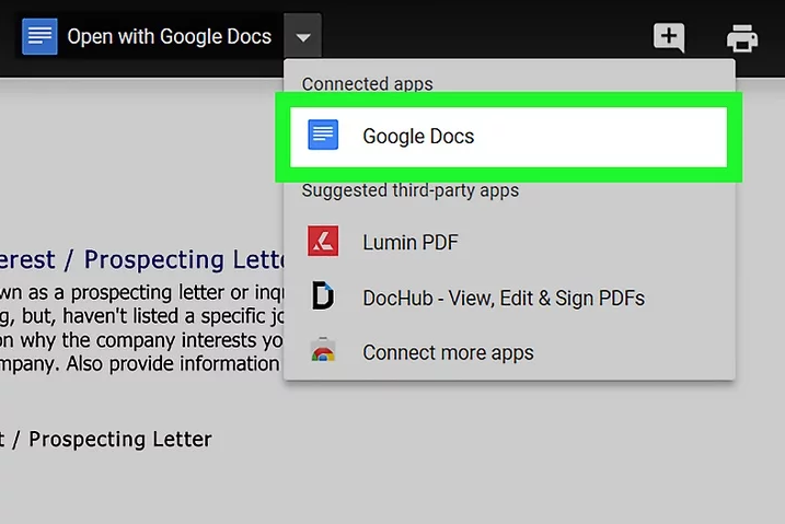 aprire con google docs