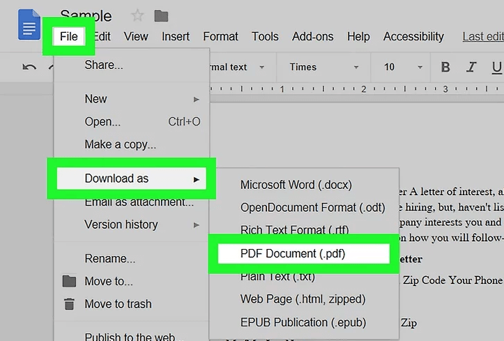 scaricare un documento pdf da google docs