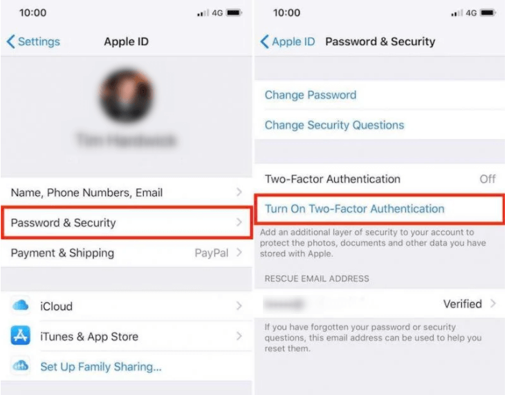 rimuovere il passcode da iphone tramite l'autenticazione a due fattori