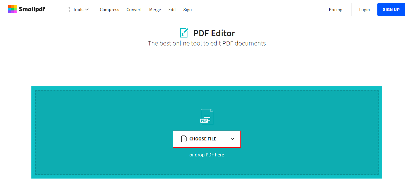 scegliere il file dall'editor pdf