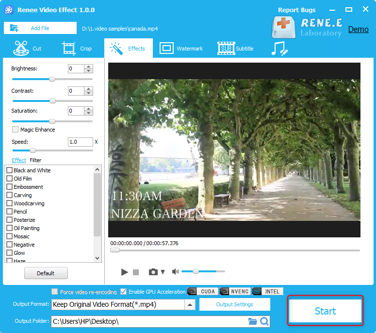 come regolare il contrasto video con renee video editor