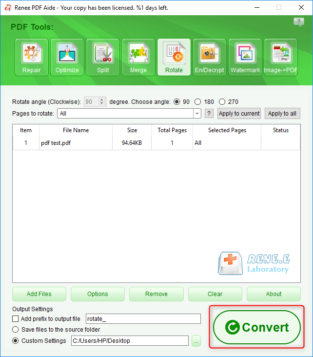 come ruotare un pdf con renee pdf aide