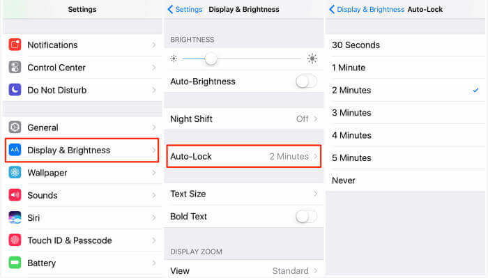 cambiare le impostazioni della schermata di blocco automatico dell'iPhone