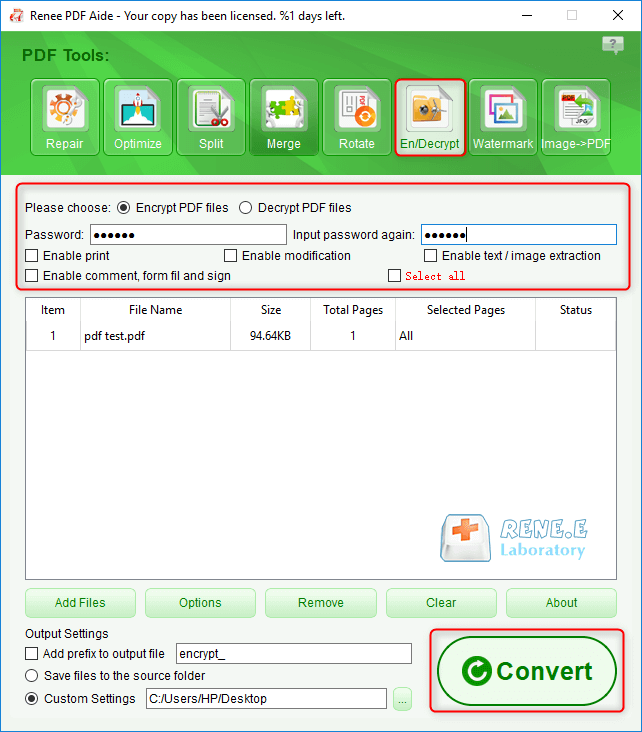 crittografare pdf per bloccare con renee pdf aide