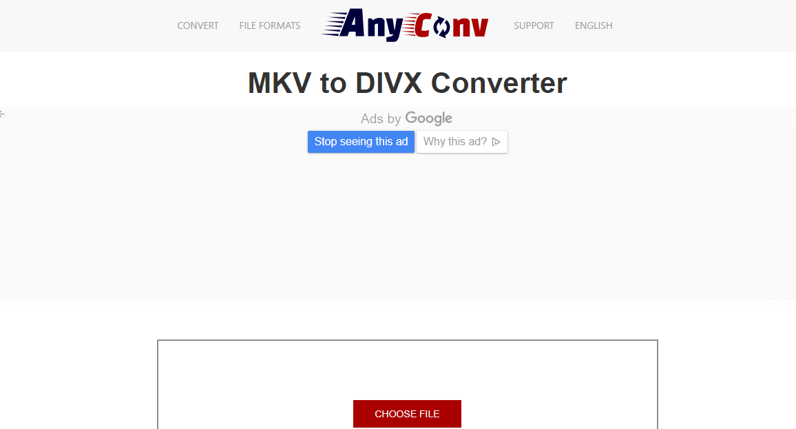 come convertire mkv in divx su anyconv