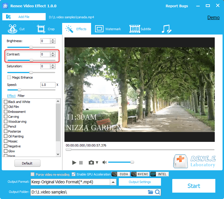 come regolare il contrasto dei video con renee video editor