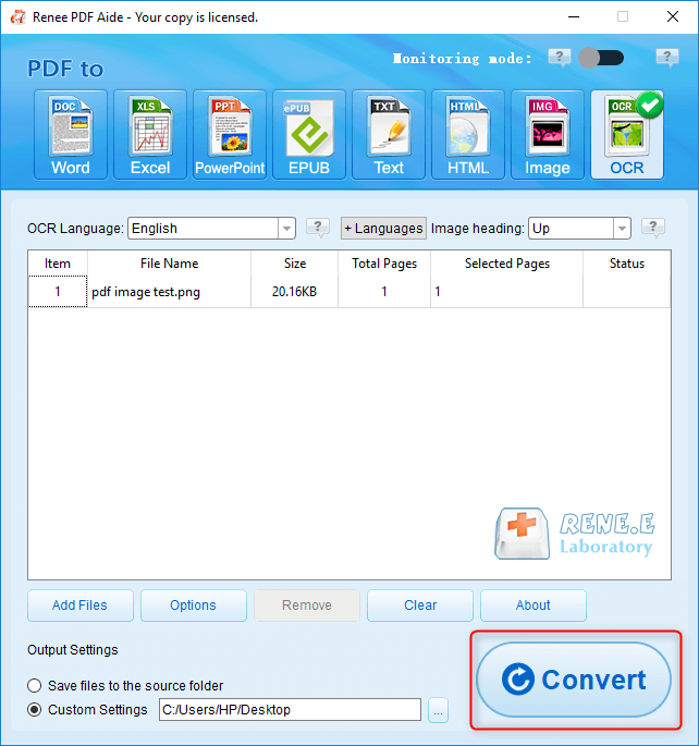 come convertire ocr png in testo con renee pdf aide