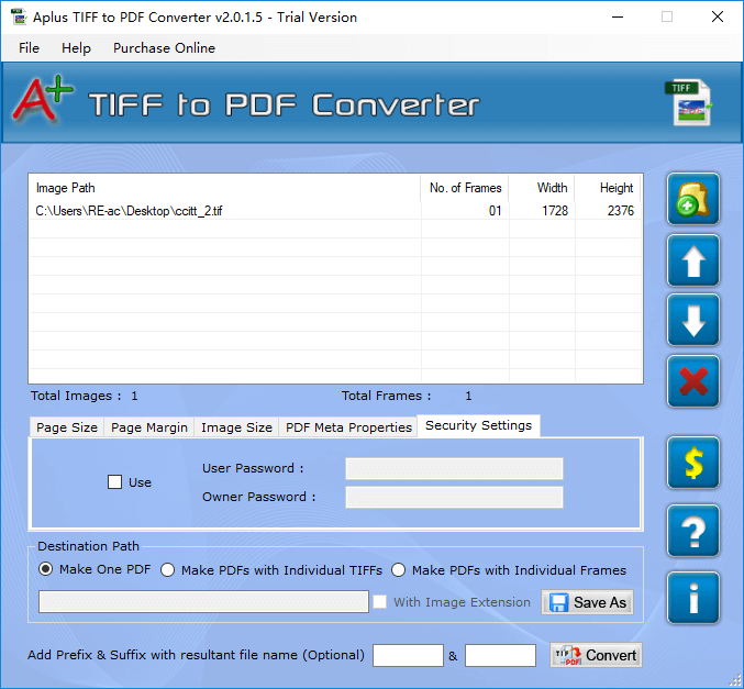 Convertire tiff in pdf con Aplus Convertitore TIFF in PDF