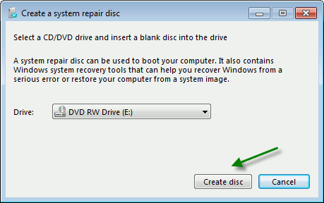 come creare un disco di riparazione di Windows 7