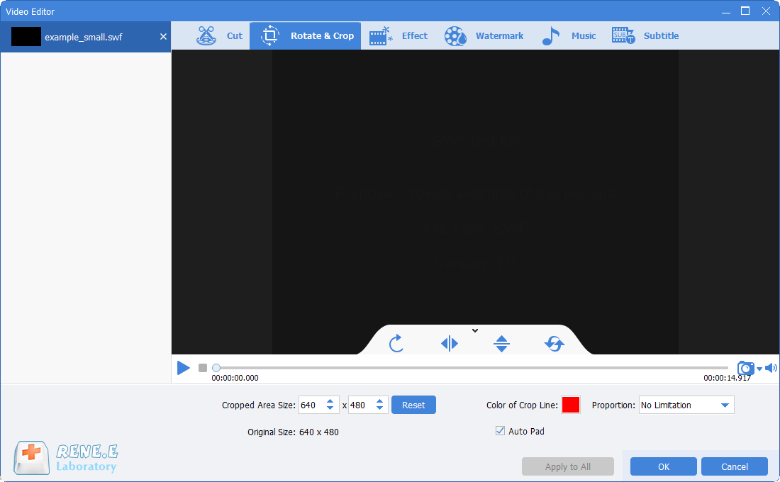 Ruotare e capovolgere video swf con renee video editor pro